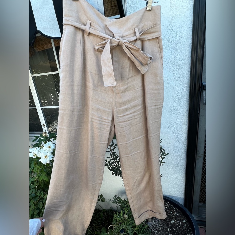 Reformation Linen Paperbag Tie Trousers, Size 8